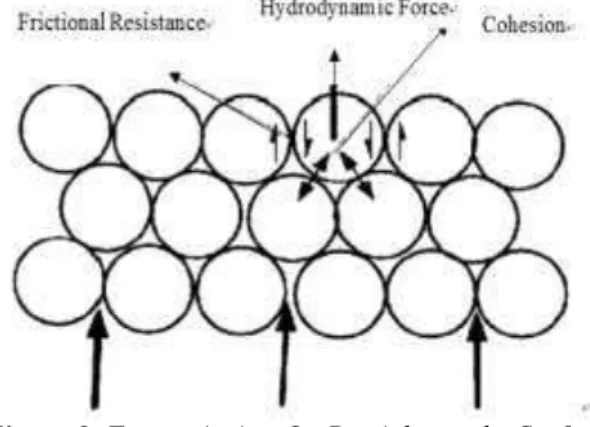 Figure 9. Forces Acting On Particles at the Surface  of the Perforation Tunnel (Pearson and Zazovsky, 