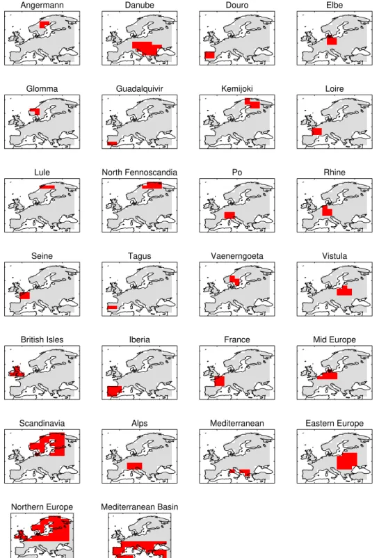 Fig. 4. HadCM3 representation of the aggregate European regions for which probabilistic projections are supplied.