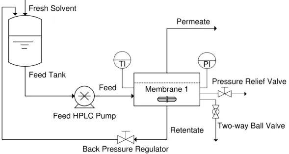 Figure  3.3  -  Process  diagram  of  the  single  membrane  system  (PI:  Pressure  gauge;  TI: 
