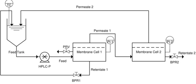 Figure  2.4          Process  diagram  of  the  closed  loop  system.  (HPLC-P:  HPLC  pump;  BPR:  Back  pressure regulator; PRV: Pressure relief valve; PI: Pressure gauge; TC: Temperature controller)