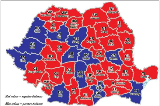 Figure 5. County map of migratory balances   