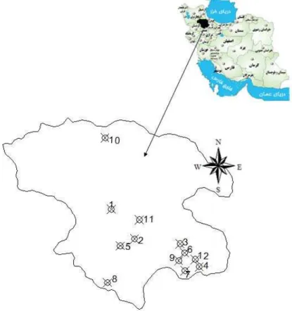Fig. 1 Different stations in province of Zanjan
