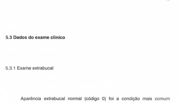 Gráfico 5.7 —  Dados do exame extrabucal 