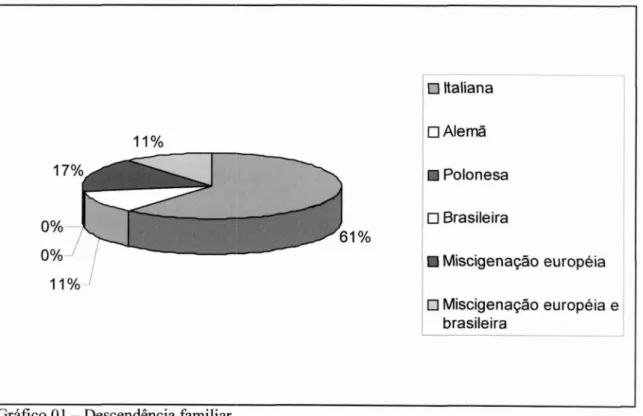 Gráfico 01 — Descendência familiar.