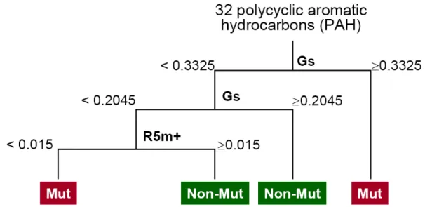 Figure 3.1: Example of a decision tree for prediction of mutagenicity. (adapted from P.