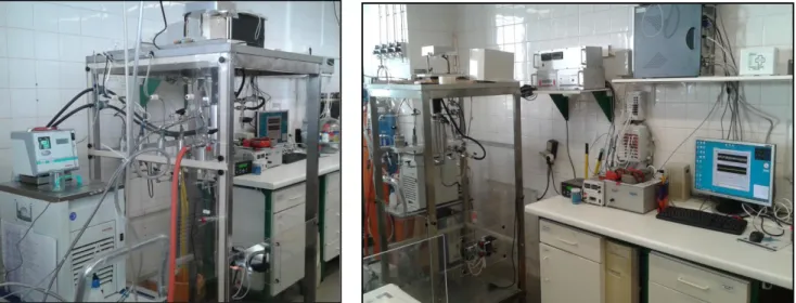 Figure 3.5: Pictures of the experimental apparatus used in the equilibrium measurements