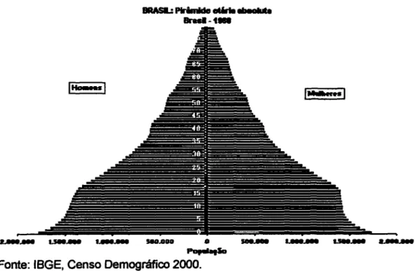 Gráfico 1 —  Pirâmide etária da população brasileira do ano 1980