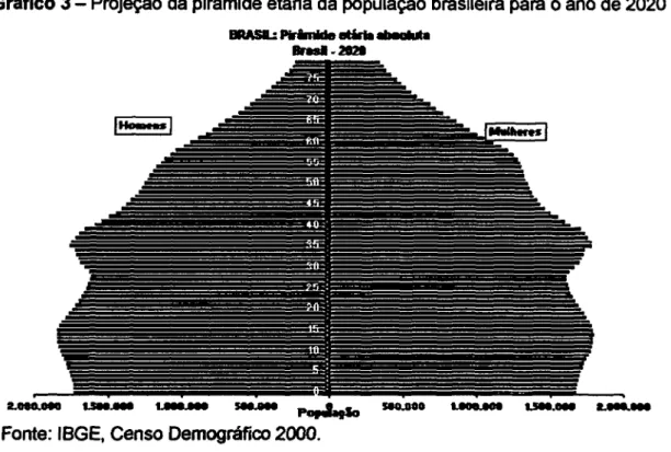 Gráfico  4—  Projeção da pirâmide etária da população brasileira para o ano de 2050.