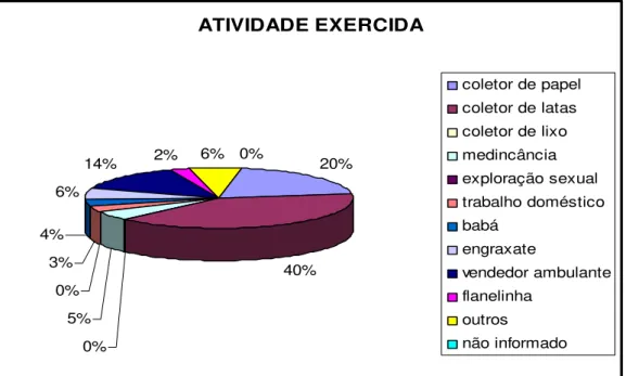 Ilustração 01: Gráfico das atividades exercidas pelas crianças e adolescentes em  Florianópolis