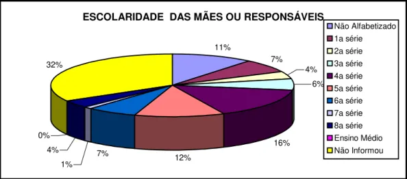 Ilustração 09: Gráfico indicativo quanto à escolaridade das mães ou responsáveis inseridas  no Programa de Erradicação do Trabalho Infantil – PETI de Florianópolis