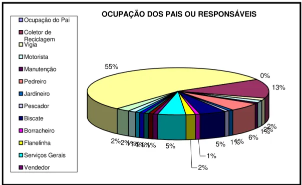 Ilustração 12: Gráfico indicativo das atividades exercidas pelos pais ou responsáveis  inseridos no Programa de Erradicação do Trabalho Infantil – PETI de Florianópolis