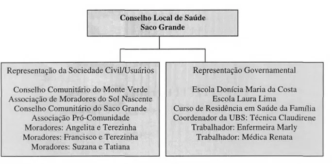 Figura 01: Composição do Conselho Local de Saúde do bairro Saco Grande
