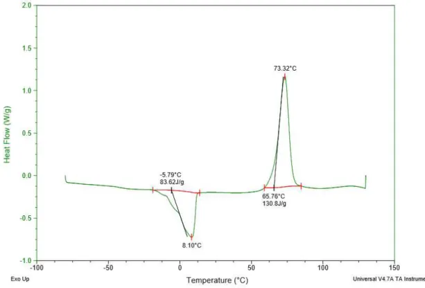 Figure 3.2 shows the heating stage for the oligomer PEGDMA875 + 1%AIBN 