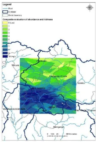 Figure 5. Classified interpolated raster map of species abundance and richness