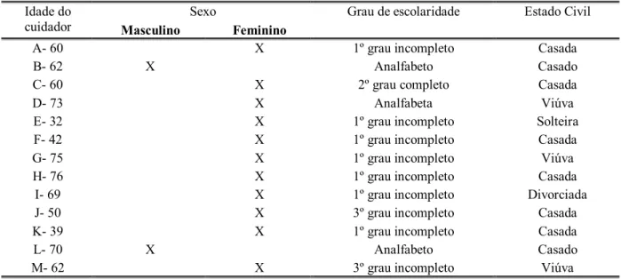 Tabela 08: Distribuição do perfil do cuidador familiar, Florianópolis, 2007 