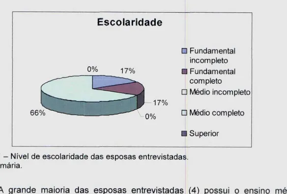 Figura 4.1 — Nível de escolaridade das esposas entrevistadas.