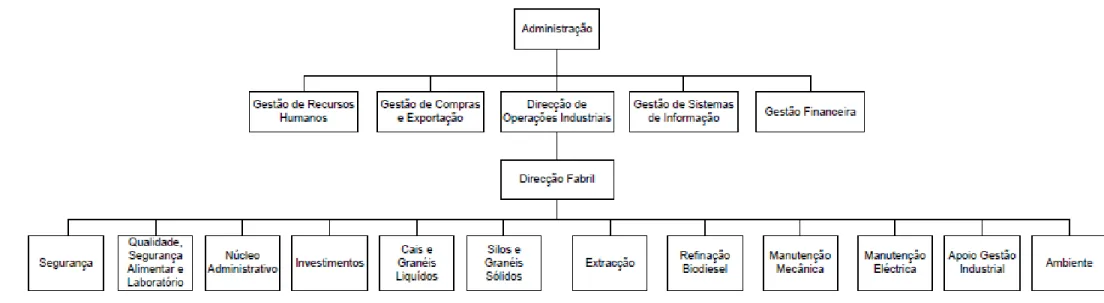 Figura 1.3 – Organigrama da empresa Sovena Oilseeds Portugal 