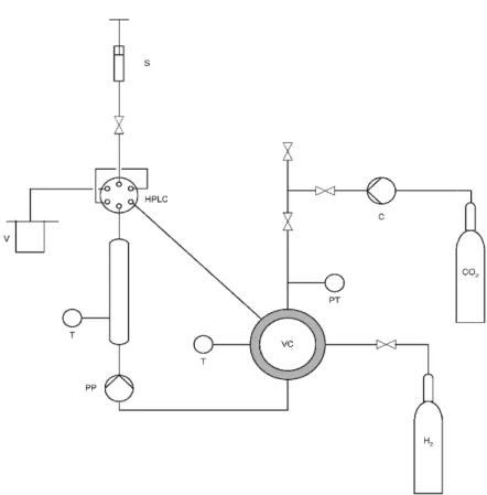 Figure 2.1– The hydrogenation ap circulation  pump,  (PT)  pressure  t pressure sampling valve, (S) syrin