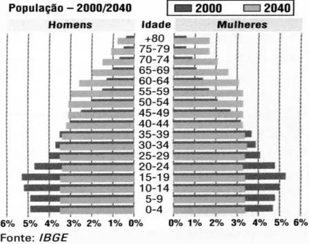 Gráfico 3 – Pirâmide Populacional do Brasil – Transição Demográfica: 