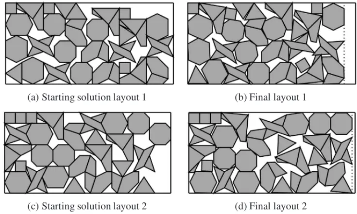 Figure 3 – Example of two starting solutions with the same length and solutions with quite different lengths.