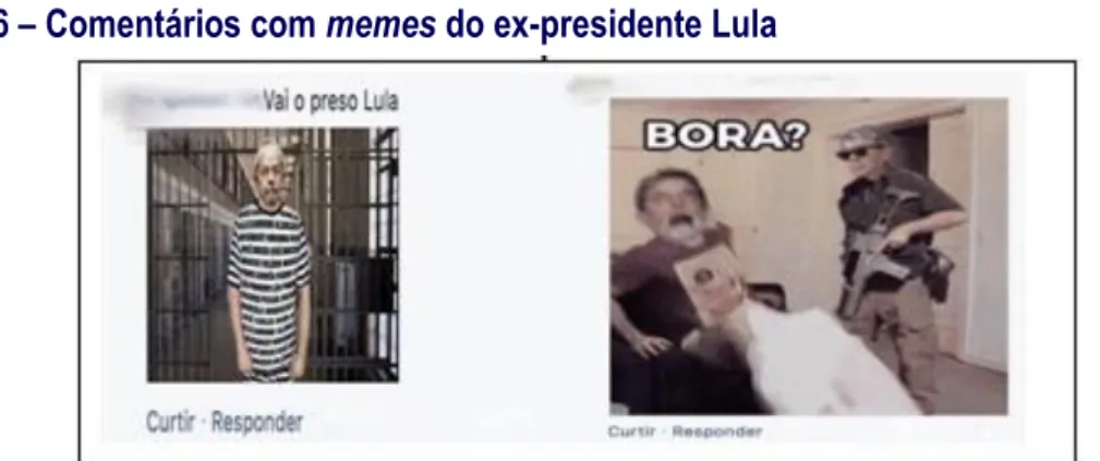 Figura 6  –  Comentários com memes do ex-presidente Lula 