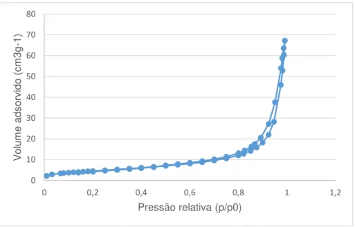 Figure 7.2. Isotérmica de adsorção/dessorção de azoto a 77K para a amostra ESC2_5h 