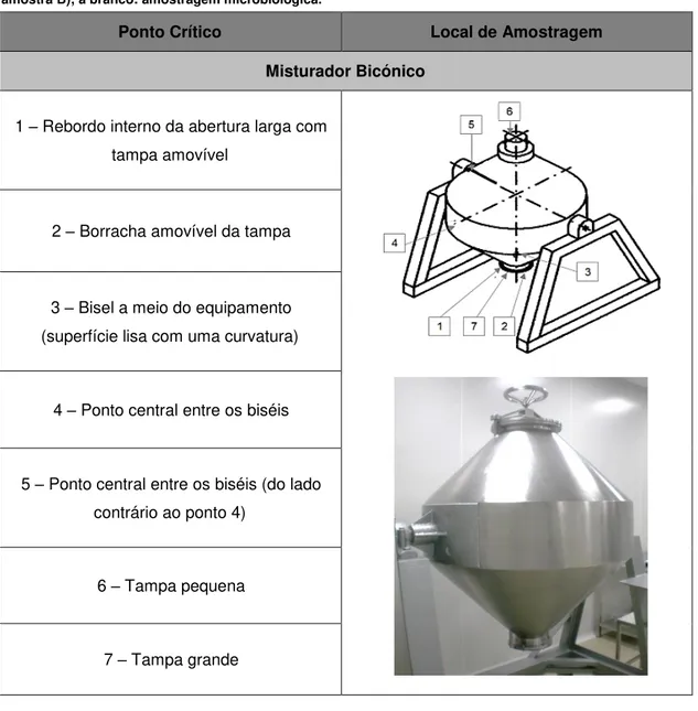 Tabela  3-3  -  Pontos  críticos  de  amostragem  para  o  misturador  bicónico. 