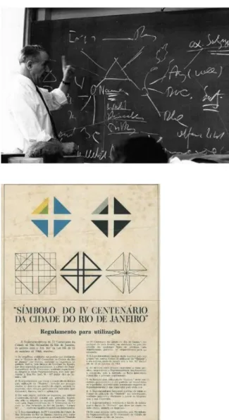 Fig. 2  Max Bense explica a sua  Zeichentheorie (teoria dos  signos), 1967. (foto Archiv  Elisabeth Walther-Bense)