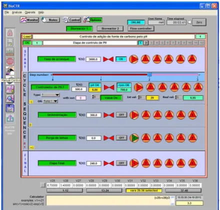 Figura 3-1  –  BioCTR: editor de sequências para programação dos algoritmos de controlo 