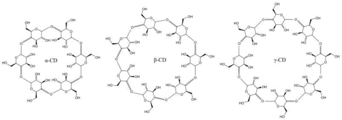 Figure  ‎ 1.5  – Molecular‎structure‎of‎α,‎βand‎γ-CD 