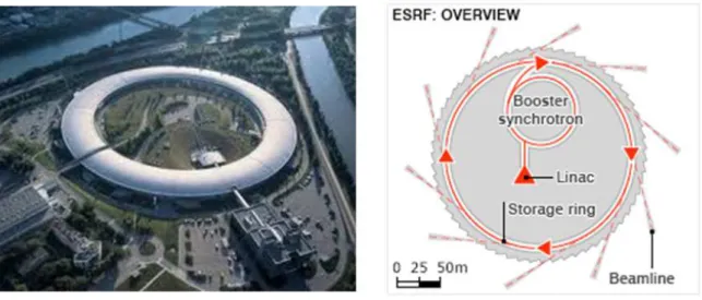 Figure I. 9 – ESRF general overview (left), and schematic representation (right). 