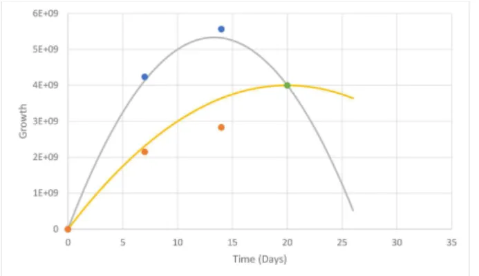 Figure 3.3: Approximate behaviour of how the cells grow depending on the inoculum rate