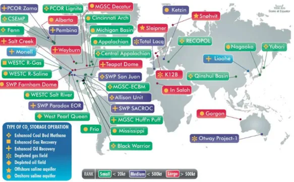 Figure  I.5  –  Carbon  capture  and  storage  facilities  implemented  throughout  the  World