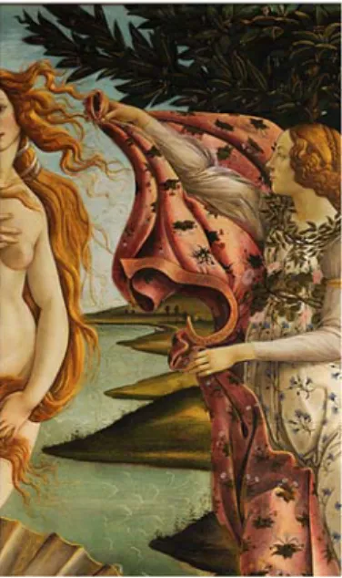 Figura 4 – Sandro Botticelli, Detalhe de O Nascimento de Vênus (cerca de 1484-1485)   têmpera sobre tela