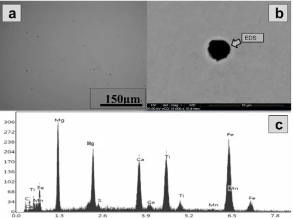 Figure 1 (a) shows an OM image of the surface of  the API 5L X65 steel after polishing and without etching