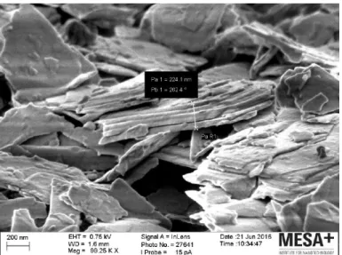 Figure 3.10: BBP thickness measurement through SEM showing a thickness of 224 nm for this ﬂake.