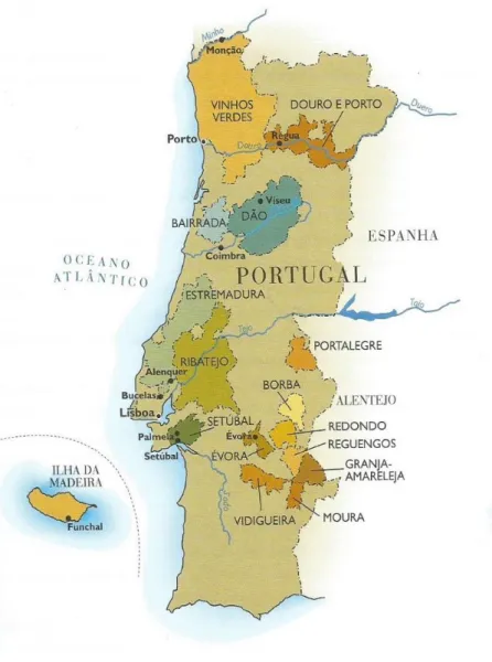 Figura 2.2 - Regiões Vinícolas de Portugal  Fonte: Amarante, 2015 