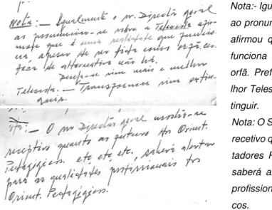 Figura 3.3 Exemplo de Manuscrito de uma reunião relativo à extinção da Telescola 