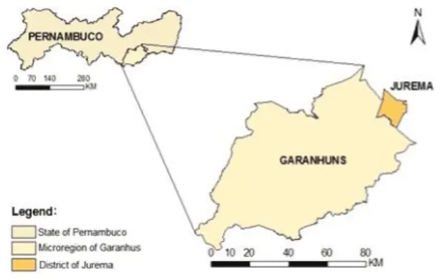 Figure 1 - Location of the study area in the Agreste region of Pernambuco