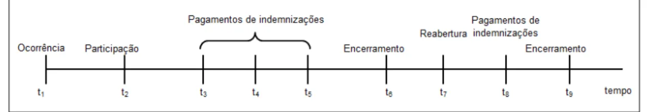 Figura 1.1: Evolu¸c˜ao temporal do processo de sinistro