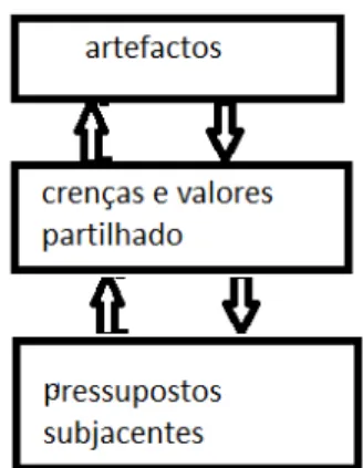 Figura 2.1. Três níveis de cultura (Schein, 2010, p.24)