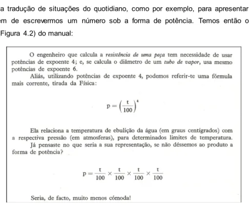 Figura 4.2 - Exemplo da utilidade das potências (pág. 37) (Costa &amp; Anjos, Compêndio de Matemática, 2º  ano (1º volume))