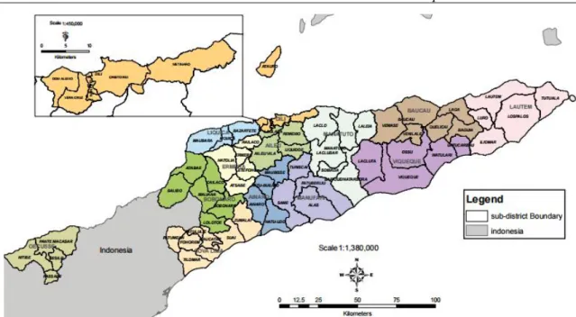 Figura 3.1: Mapa de Timor-Leste (Fonte: Direcção Geral de Estatística, 2010) 
