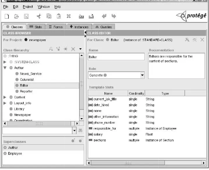 Figure 2.6 Protégé-Frames editor 