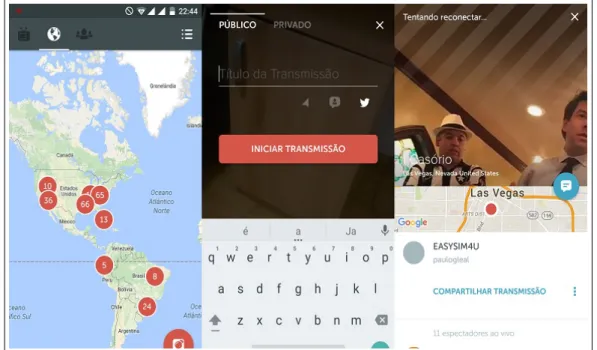 Figure 2.3: A set of Periscope screenshots that shows application interface