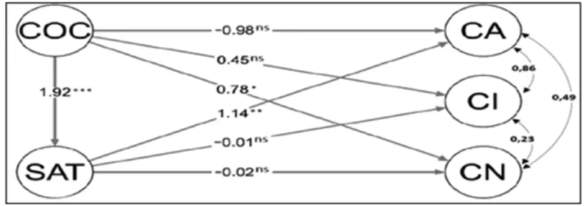 Figura 4. Modelo 1A (COC - cultura clã) com os estimadores para a modelagem de equações  estruturais.