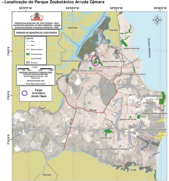 Figura 1 – Localização do Parque Zoobotânico Arruda Câmara 