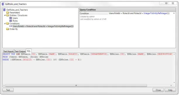 Figure 3.12: Simple Query using Outer Join changed to Implicit Join by Service Studio