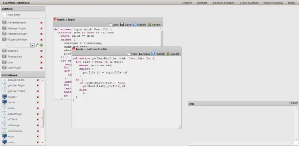 Figure 2.12: LiveWeb’s web-based development environment