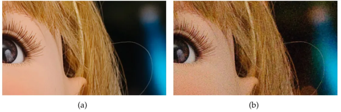 Figure 2.2: Difference between an image with ISO value of 200 (a) and 3200 (b).